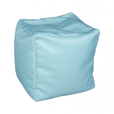Fotoliu Bean Bag, Interior-Exterior, Tip Taburet Patrat Albastru Deschis-01