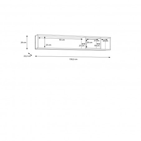 Polita High Rock, Stejar Riviera Si Negru, 150.2 Cm-01