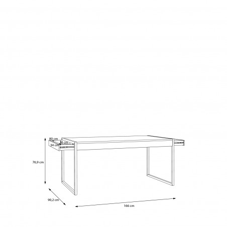 Masa High Rock, Fixa, Stejar Riviera, 166 x 90.2 x 76.9 Cm-01