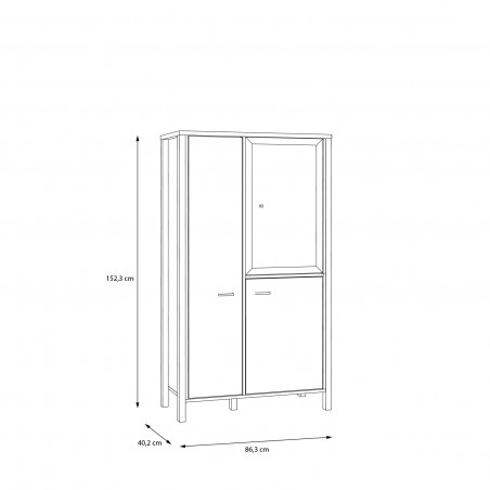 Vitrina High Rock, Natur & Negru, 152.5 x 40 x 86.5 Cm-01
