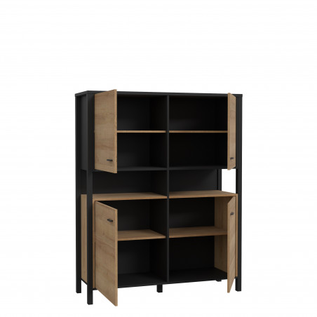 Comoda High Rock, Stejar Riviera & Negru, 152.5 x 40 x 121.5 Cm-01