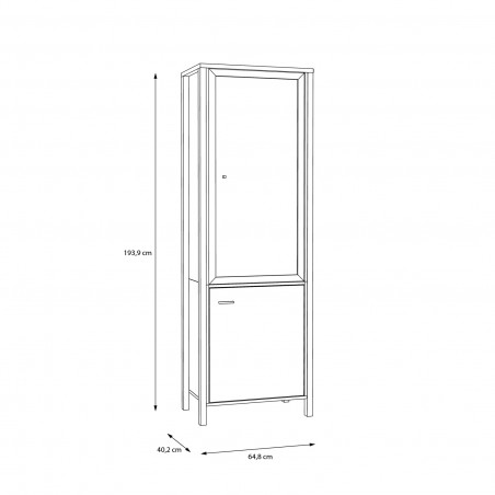 Vitrina High Rock, Stejar Riviera Si Negru, 64.8 Cm-01