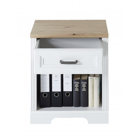 Poze Casetiera Jasmin 1 Sertar si 1 Nisa, Pin Alb Si Pin Antic, 54 cm
