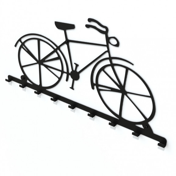 Cuier Metalic Bicicleta, Negru, 40 x 60 x 3 Cm