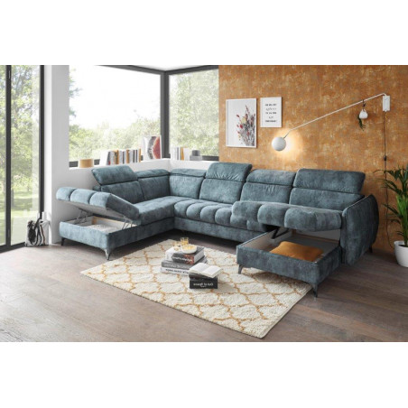 Coltar Extensibil U Cu Lada Depozitare Togo, Stanga, Smoke Blue, 347 X 82 X 221 Cm-01