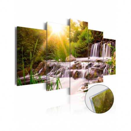 Imagine Pe Sticlă Acrilică Forest Waterfall [Glass]-01