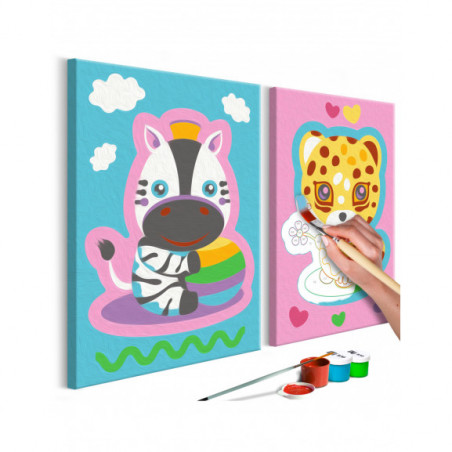 Pictatul Pentru Recreere Zebra & Leopard (Pink & Blue)-01