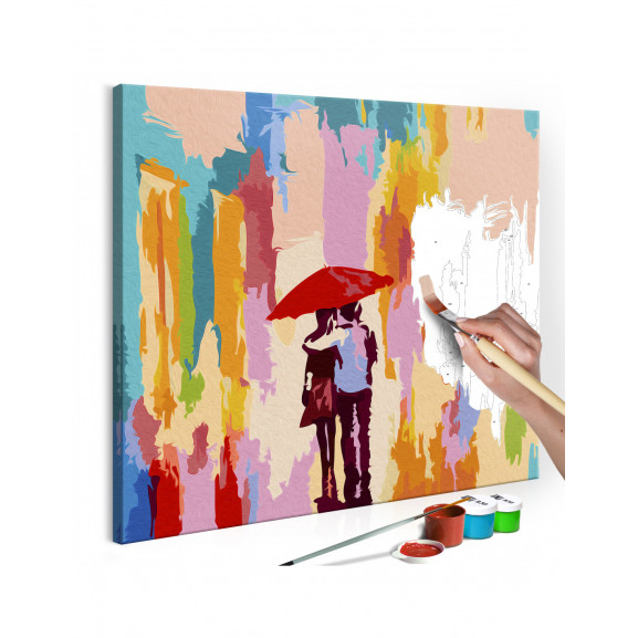 Pictatul Pentru Recreere Couple Under An Umbrella (Pink Background) 45 cm x 45 cm