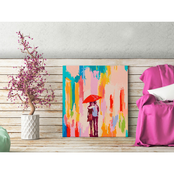 Poza Pictatul Pentru Recreere Couple Under An Umbrella (Pink Background) 45 cm x 45 cm