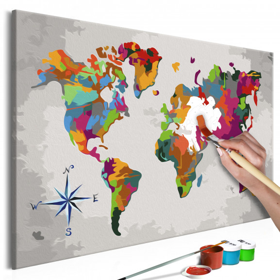 Pictatul Pentru Recreere World Map (Compass Rose)