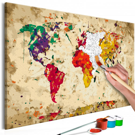 Pictatul Pentru Recreere World Map (Colour Splashes)