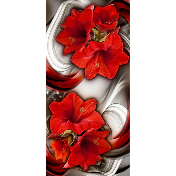 Fototapet pentru ușă photo wallpaper abstraction and red flowers i
