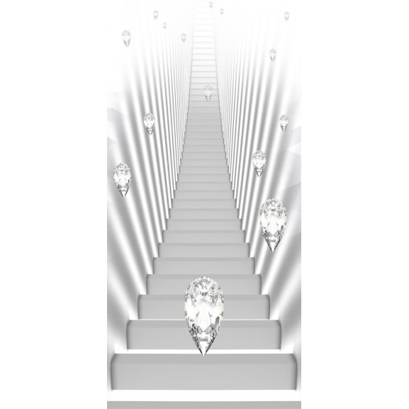 Fototapet pentru ușă photo wallpaper white stairs and jewels i