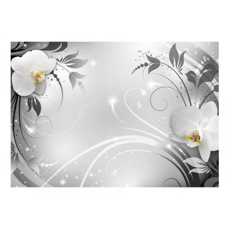 Fototapet Orchids On Silver-01