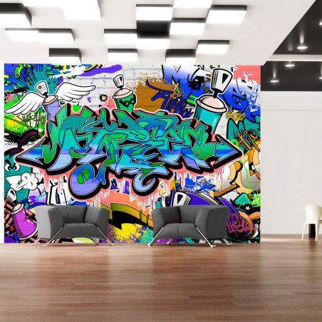 Fototapet Graffiti: Blue Theme-01