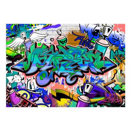 Fototapet Graffiti: Blue Theme-01