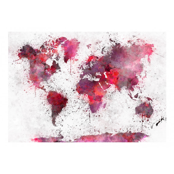Poza Fototapet World Map: Red Watercolors