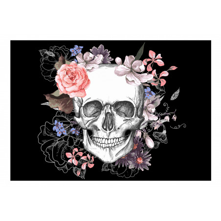 Fototapet Skull And Flowers-01