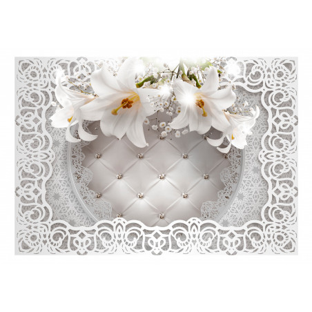 Fototapet Lilies And Quilted Background-01
