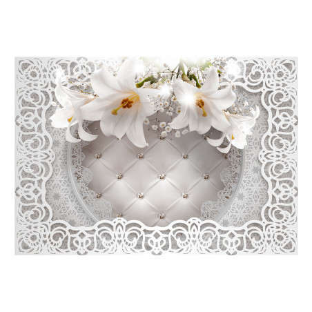 Fototapet Lilies And Quilted Background-01