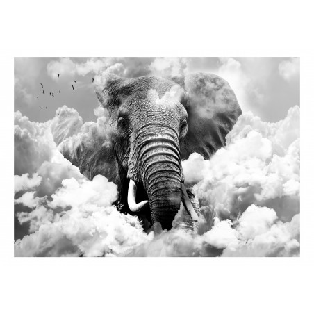 Fototapet Elephant In The Clouds (Black And White)-01