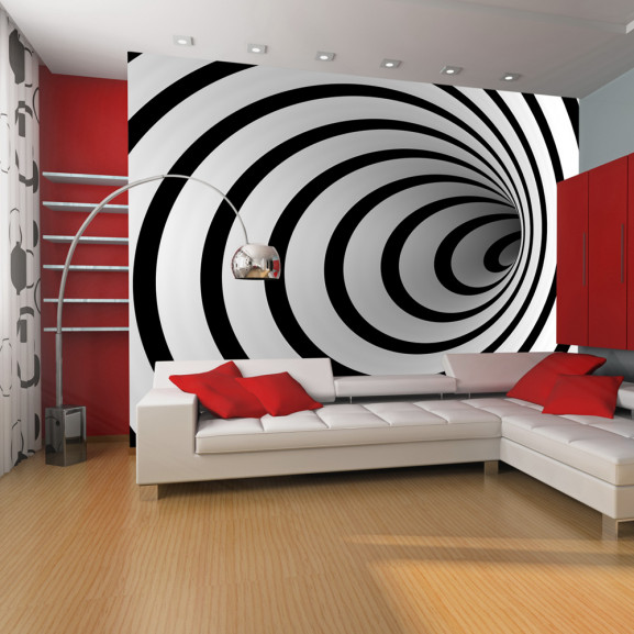 Fototapet Black And White 3D Tunnel