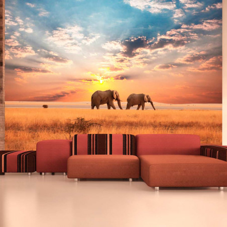 Fototapet African Savanna Elephants-01