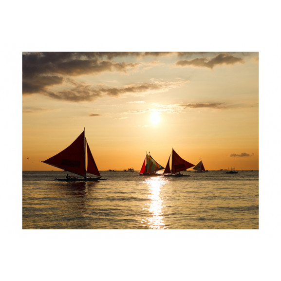 Fototapet sailing boats sunset