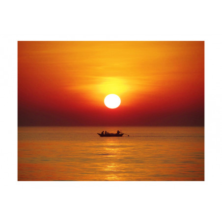 Fototapet Sunset With Fishing Boat-01