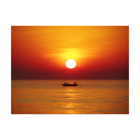 Fototapet Sunset With Fishing Boat-01