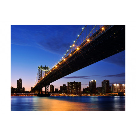 Fototapet Manhattan Bridge Illuminated At Night-01