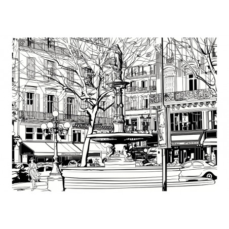Fototapet Sketch Of Parisian Fountain-01