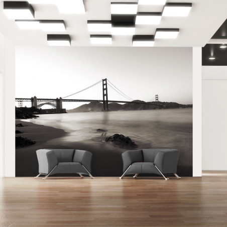 Fototapet San Francisco: Golden Gate Bridge In Black And White-01