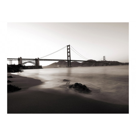 Fototapet San Francisco: Golden Gate Bridge In Black And White-01