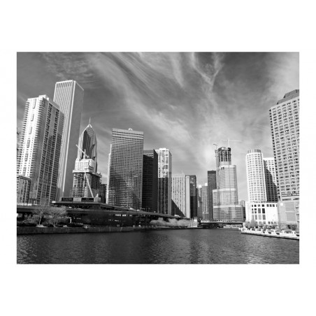 Fototapet Chicago Skyline (Black And White)-01