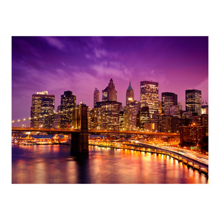 Fototapet Manhattan And Brooklyn Bridge By Night-01