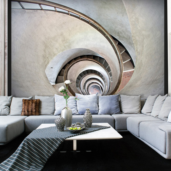 Fototapet White Spiral Stairs