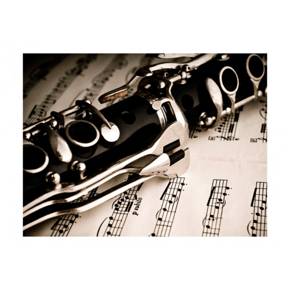Fototapet clarinet and music notes