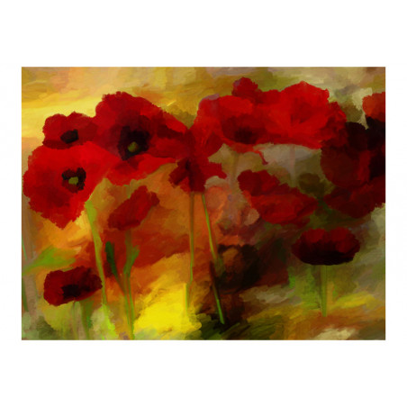 Fototapet Poppies In Warm Tone-01