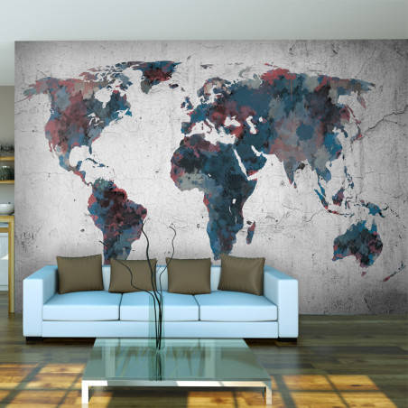 Fototapet World Map On The Wall-01