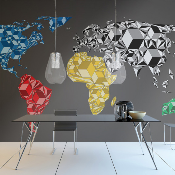 Fototapet Map Of The World Colorful Solids