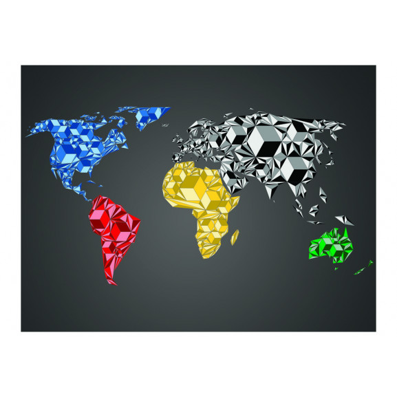 Fototapet map of the world colorful solids