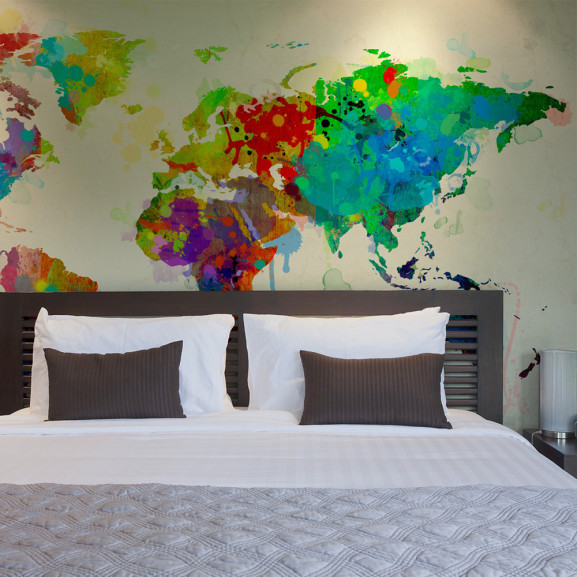 Fototapet Paint Splashes Map Of The World