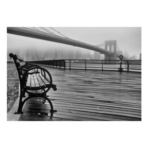 Fototapet A Foggy Day On The Brooklyn Bridge