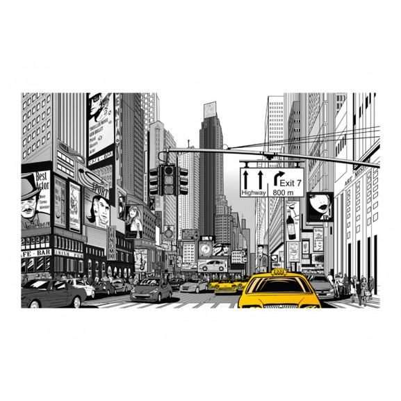 Fototapet Yellow Cabs In Nyc