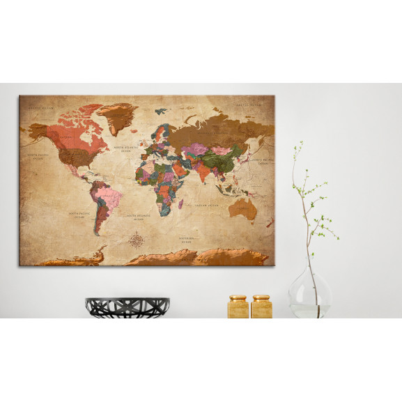 Poza Tablou din pluta World Map: Brown Elegance [Cork Map]