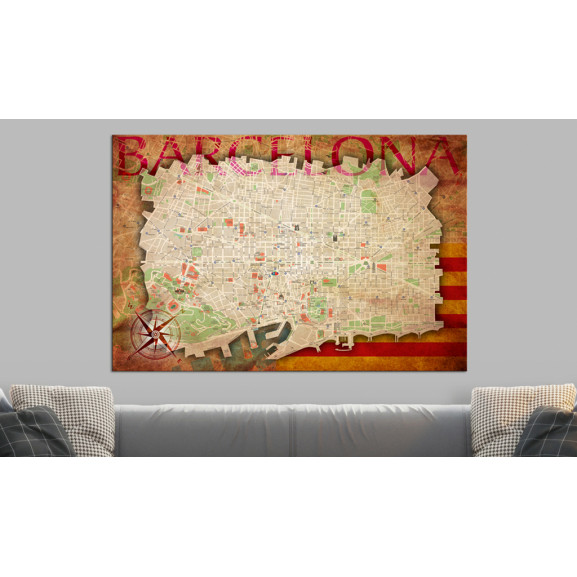 Poza Tablou Din Pluta Map Of Barcelona [Cork Map]