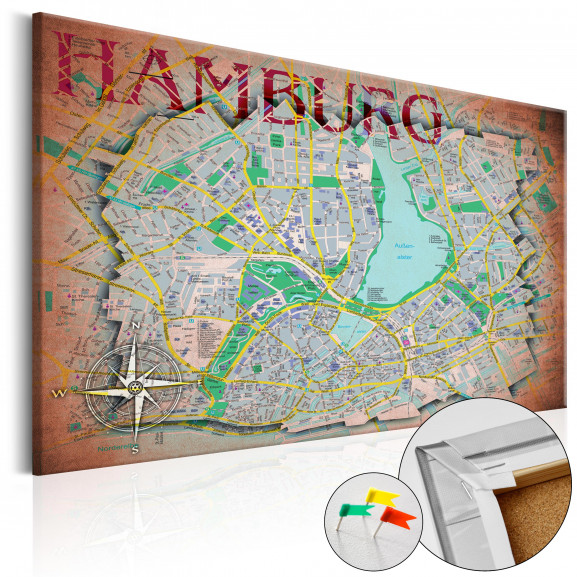 Tablou Din Plută Hamburg [Cork Map]