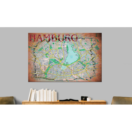 Tablou Din Plută Hamburg [Cork Map]-01