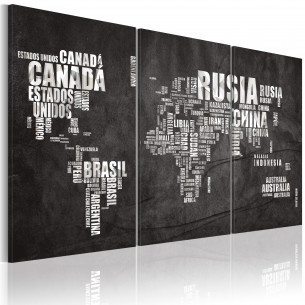 Tablou Map Of The World (Spanish Language) Triptych